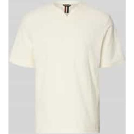T-shirt met structuurpatroon en V-hals