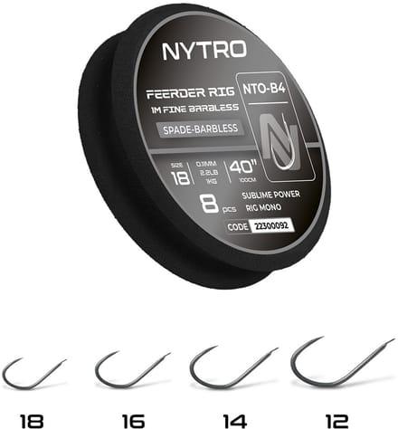 Nytro Ready Tied Rigs Feeder Rig Fine 1.00m Spade-Barbless (8 pcs) - Maat : Haak 14 - 0.13mm