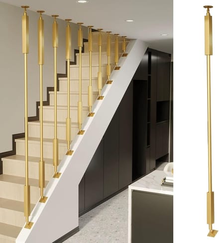 Trapleuning Paal - Trapleuning Ondersteuning - Valbeveiliging Trap - Hoek Verstelbaar - 215 cm - Goud