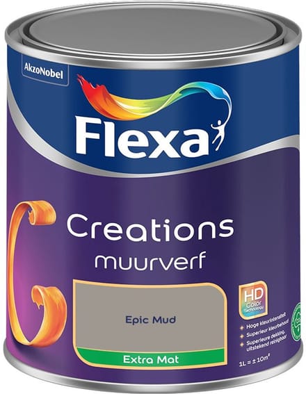Flexa - Creations Muurverf Extra Mat - Epic Mud - Mengverf - 1 L