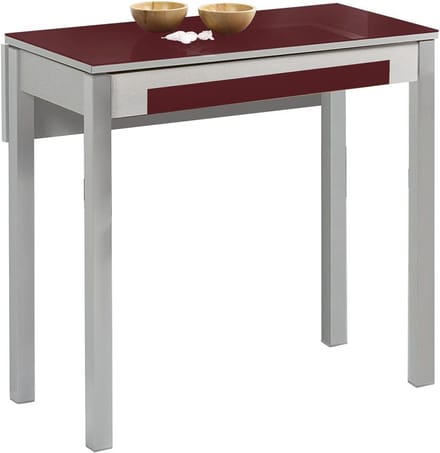 Keukentafel Uitschuifbaar - Eettafel Uitschuifbaar - Ruimte Besparen - Uitschuifbaar Blad - 80 x 40 cm - Bordeauxrood