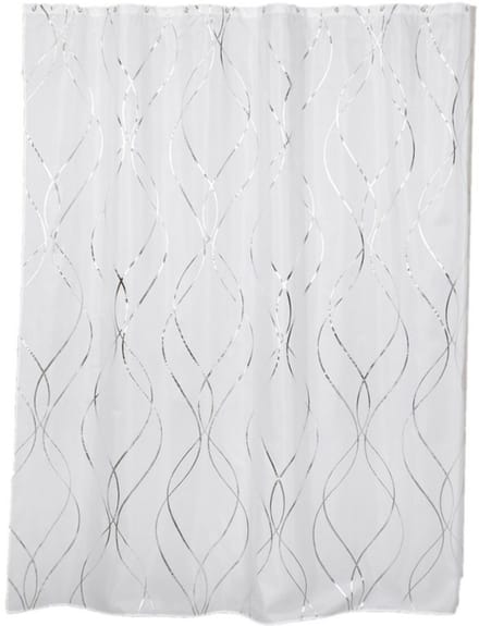 Tendance Douchegordijn Dubai - met ringen - wit/zilver - polyester - 180 x 200 cm - wasbaar
