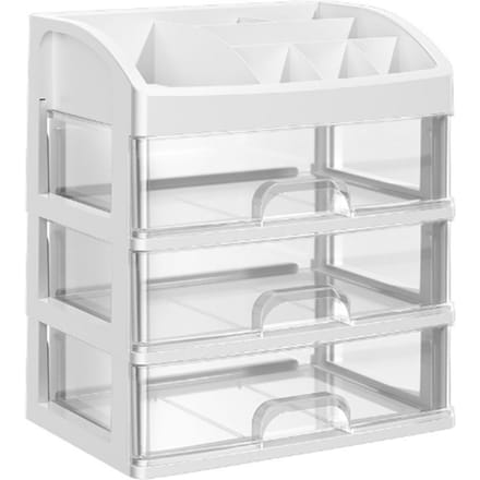 Bureau-organizer 3 Lades Transparant Plastic Bureauopslag voor Kantoorartikelen Make-up Organizer white