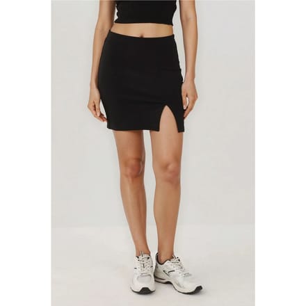 Elastische Taille Minirok met Split