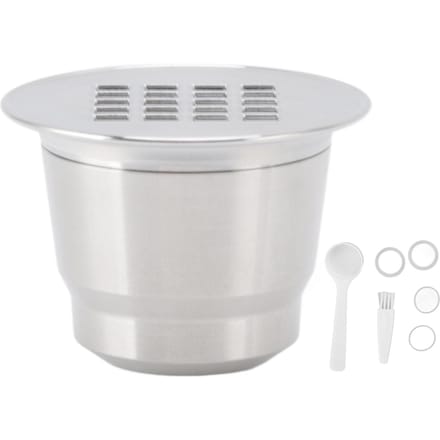 Capsule de café rechargeable et réutilisable en acier inoxydable pour machine à café white