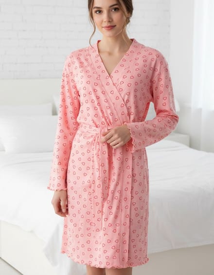 Tenderness Dames Badjas - Kamerjas - 100% Katoen - Roze - Maat S