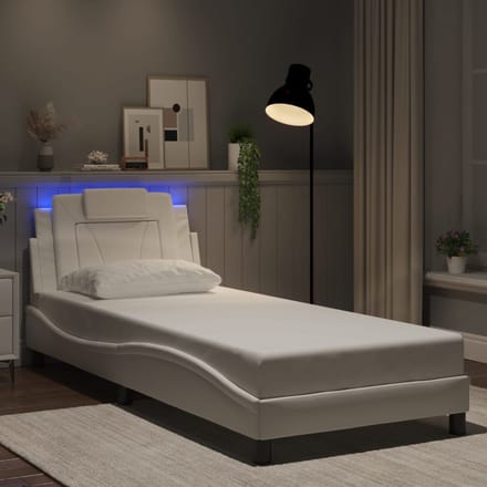 vidaXL - Bedframe - "Viana" - met - LED - zonder - matras - wit - 90x190 - cm