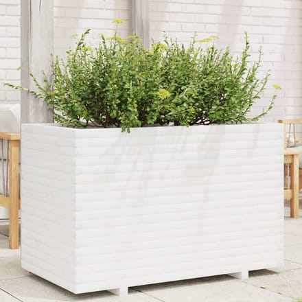 vidaXL - Plantenbak - 110x60x72 - cm - massief - grenenhout - wit