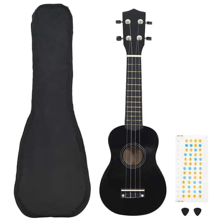 vidaXL - Ukuleleset - met - tas - voor - kinderen - sopraan - 21'' - zwart