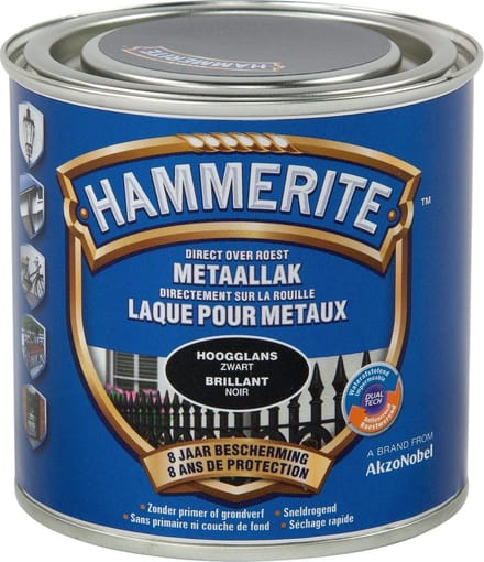 Hammerite Metaallak Hoogglans - Zwart - 250 ml - 10 m²/l - Afwerkingslaag
