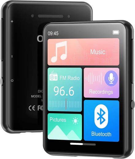 Draagbare MP3 Speler met 128GB, Bluetooth 5.4, Touchscreen en Speaker