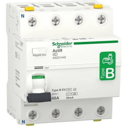 Schneider Electric Rccb earth leakage Bescherming 4p 40a 30ma b-class speciel design for ev-electrical Voertuig charger ac/dc