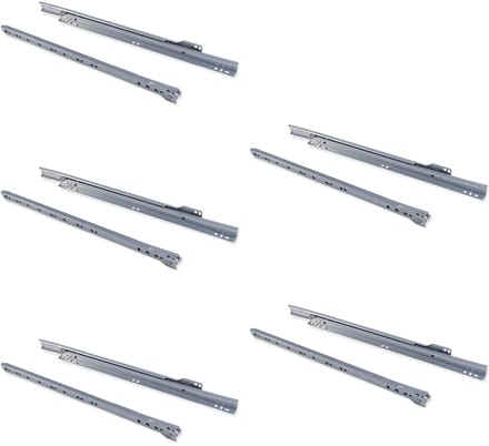 Emuca Lot van 5 sets T30 Ladegeleiders, valbeveiliging, lengte 500mm, uitschuifbaar, Staal, Wit