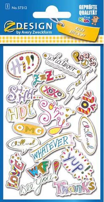 Avery Puffy etiket Z-design Kids pakje a 1 vel teksten