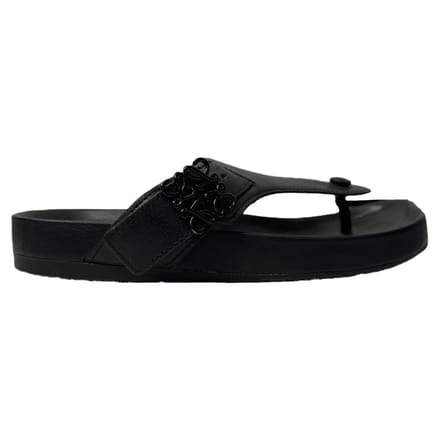 Loewe Ease Versierde Teenslippers van Zwart Lam leer