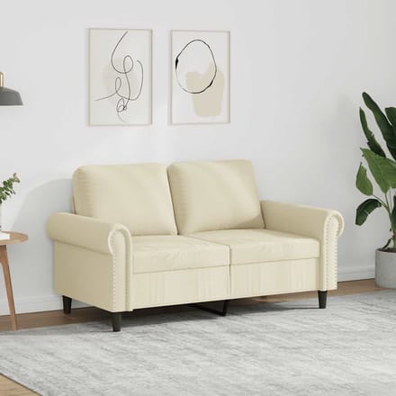 vidaXL - Tweezitsbank - 120 - cm - kunstleer - crèmekleurig