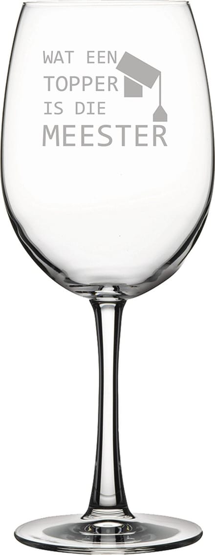 Gegraveerde Rode wijnglas 46cl Wat een topper is die meester