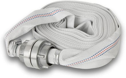 Platte Slang - Textiel Waterslang - Grote Waterhoeveelheden - Storz Koppelingen - 10 Meter - Beige