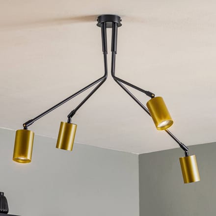 EMIBIG LIGHTING Plafondlamp Verno 4 Black in zwart en goud