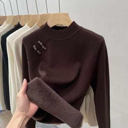 Pull Épais Col Haut Pull Tricoté Hiver Chaud Haut de Base pour Femmes 3XL