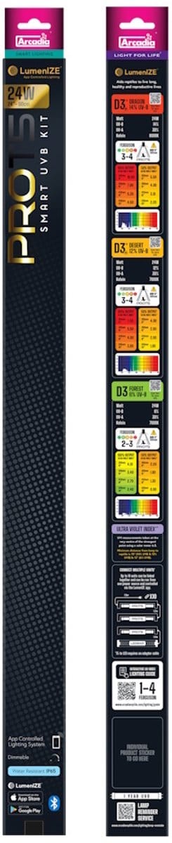 Arcadia Lumenize Pro T5 UVB Kit Dragonlamp 14% UVB 600mm | 24 Watt appbediening
