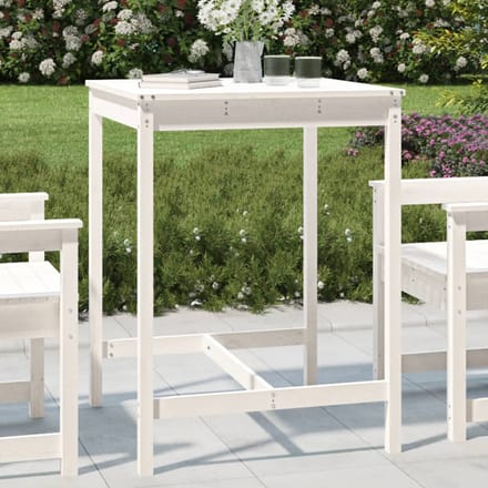 vidaXL - Tuintafel - 82,5x82,5x110 - cm - massief - grenenhout - wit