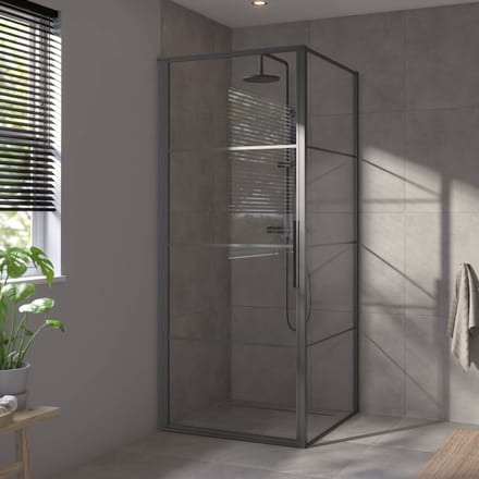 Saqu Devine industriële zijwand incl. antikalk 90x210cm mat zwart