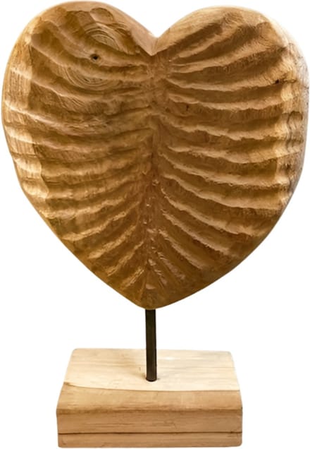 Varios - Hart op Standaard Hout - Bruin - H 35 cm