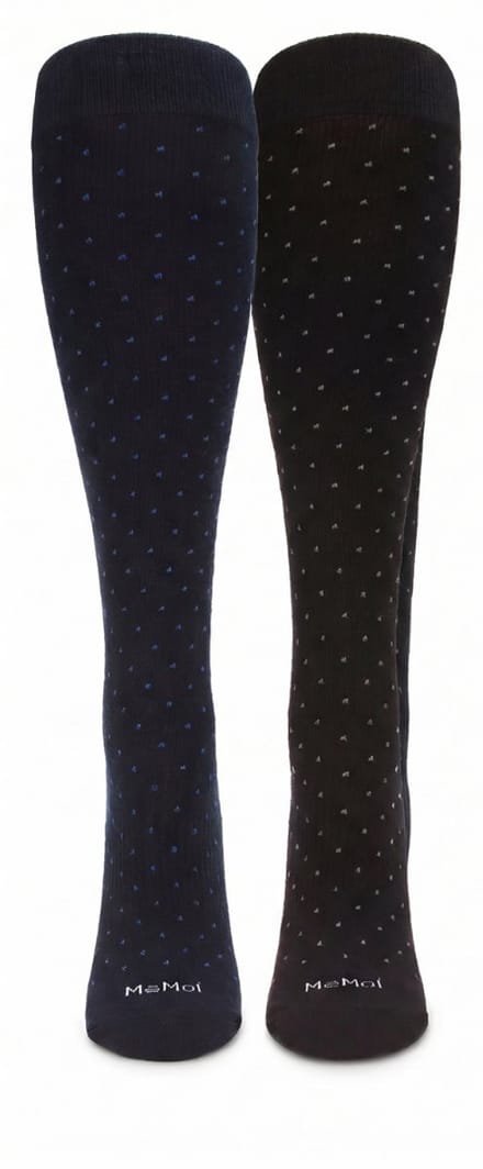 Dames overknee compressiekousen Swiss Dot Cotton Compression Socks - 2 Paar - Maat 9-11 - Black / Navy