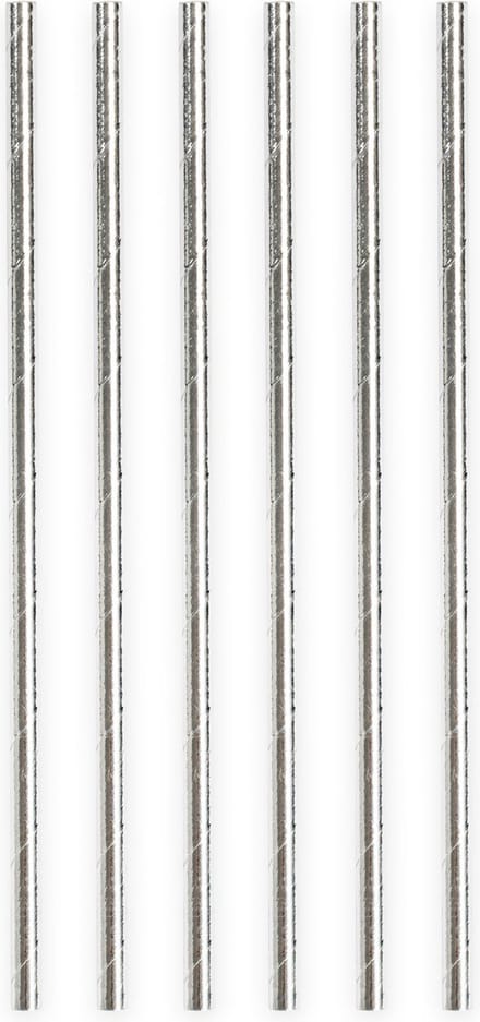 20 Papieren rietjes Metallic Zilver - 6mm x 197mm
