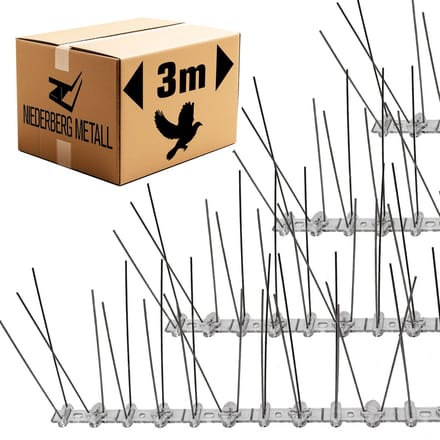 3 Meter Duivenwering met RVS Spikes en Kunststof Basis - Duivenstrips Vogelwering Duivenafweer