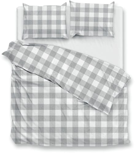 Zohome Dekbedovertrek Quattro-di-Lino - Bedlinnen met Ruiten - 260x200-220 cm - Grijs - Dekbedhoes van 100% Katoen