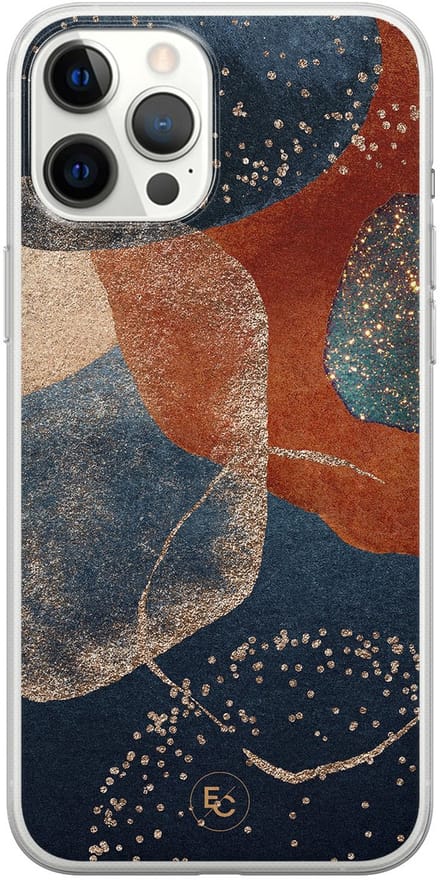Hoesje geschikt voor iPhone 12 Pro Max - Abstract Terracotta - Soft Case - TPU - Print - Multi - ELLECHIQ