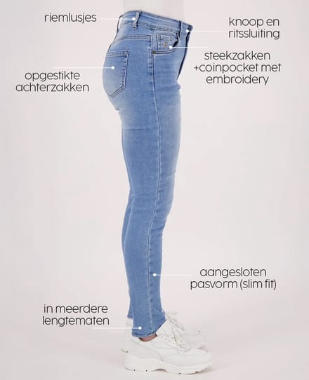 Je m'appelle Dames Broek Slim fit Met stretch - Blauw - Maat S