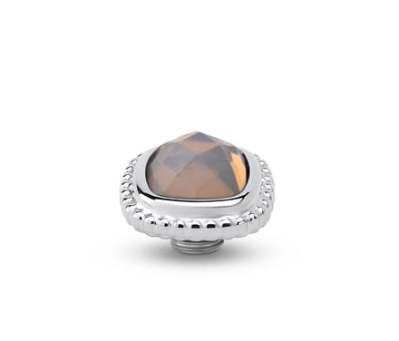 Melano Vivid Bali CZ Square Steentje Flanel Beige | Zilver