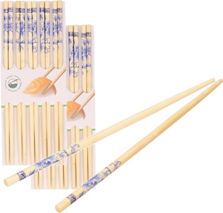 Concorde Sushi eetstokjes - 40x setjes - bamboe hout - bloemen print - 24 cm