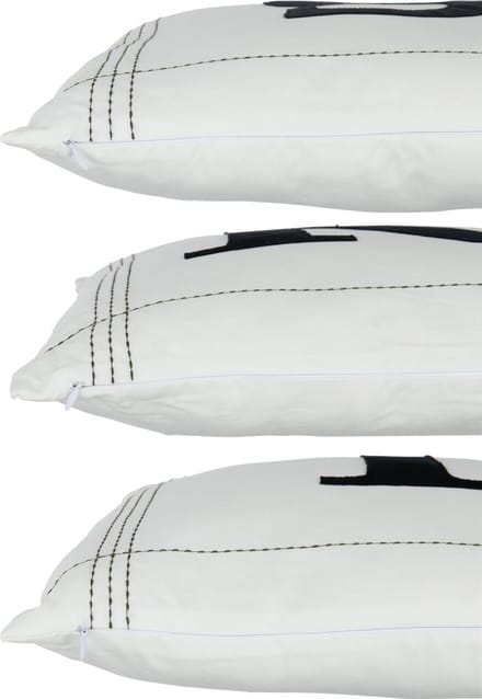 J-Line kussen S-K-I - katoen - wit - 3 stuks