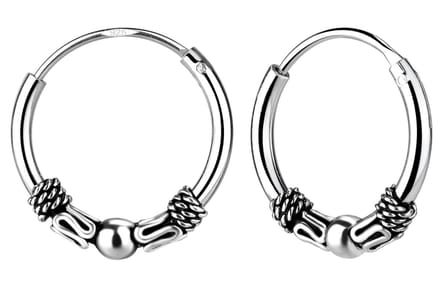Joy|S - Zilveren Bali oorringen - geoxideerd - 12 mm - t02