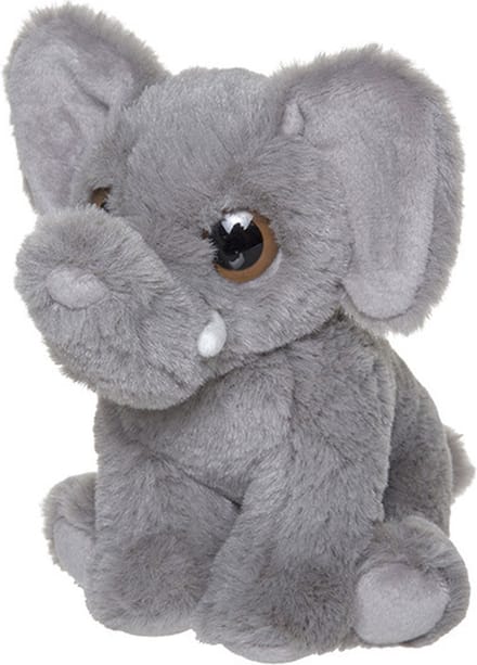 Nature Planet Pluche knuffel olifant - grijs - 13 cm - Savanne knuffeldieren