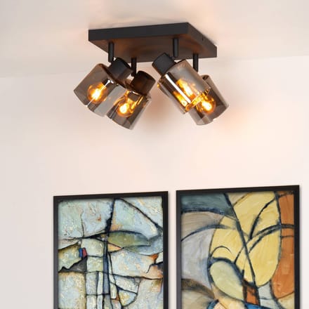 Lucide ALION - Plafondspot (Plafondlamp) - 4xE14 - Zwart
