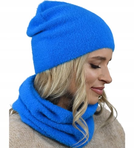 Alur Alpaka Serie - Dames Beanie en Sjaal Set - Blauw - Alpaca Touch