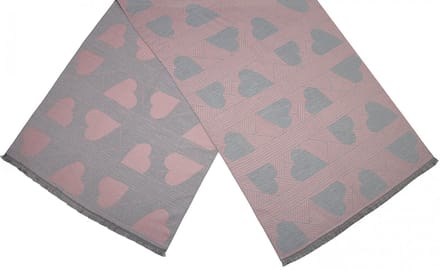 Cwi - Sjaal Hart - Dames - 180 X 63 Cm - Roze/grijs