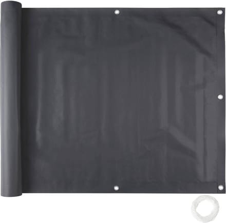 tectake® - balkondoek balkonreling tuinscherm - hoogte 90 cm - 6 meter - zwart - 402706