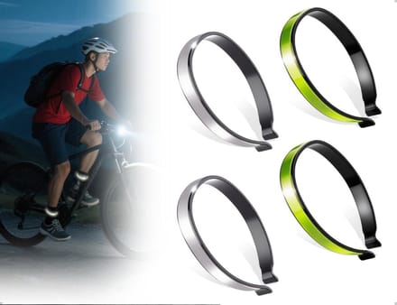 Dailygoods - Set van 4 Reflecterende Fietsbroekklemmen in Groen en Grijs