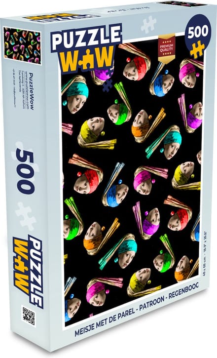 Puzzel Meisje met de parel - Patroon - Regenboog - Legpuzzel - Puzzel 500 stukjes