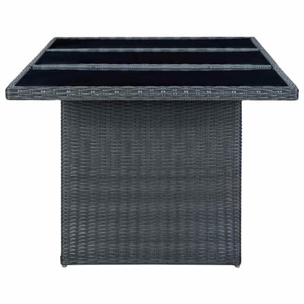 vidaXL - Tuintafel - poly - rattan - en - gehard - glas - donkergrijs