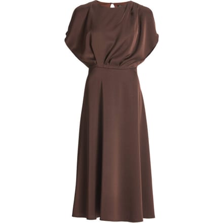 SWING – Cocktailjurk Dames – Midi – Open Schouders – Bruin – Maat 40 / L
