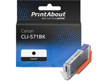 PrintAbout huismerk Inktcartridge CLI-571BK Zwart Geschikt voor Canon