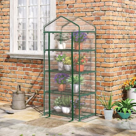 MODFU - Foliekas Met 4 Legplanken - Roldeur - Stalen Frame - Transparant - 70 X 50 X 160 Cm