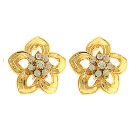 Behave - Oorbellen bloem goudkleur met steentjes - 2 cm